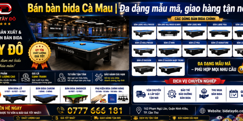Bán bàn bida Cà Mau | Đa dạng mẫu mã, giao hàng tận nơi 