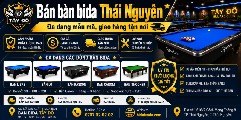 Bán bàn bida Thái Nguyên | Đa dạng mẫu mã, giao hàng tận nơi