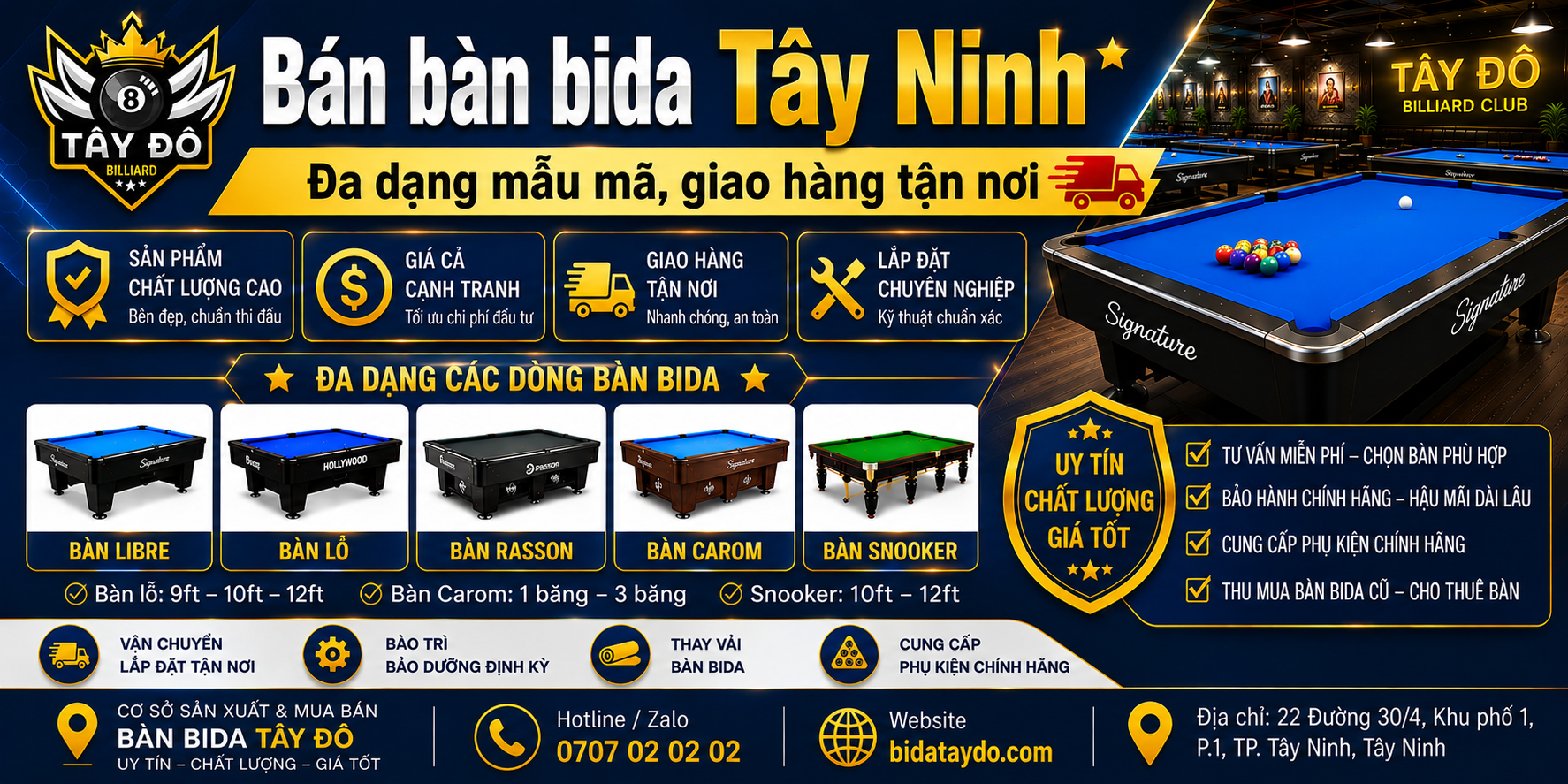 Bán bàn bida Tây Ninh 
