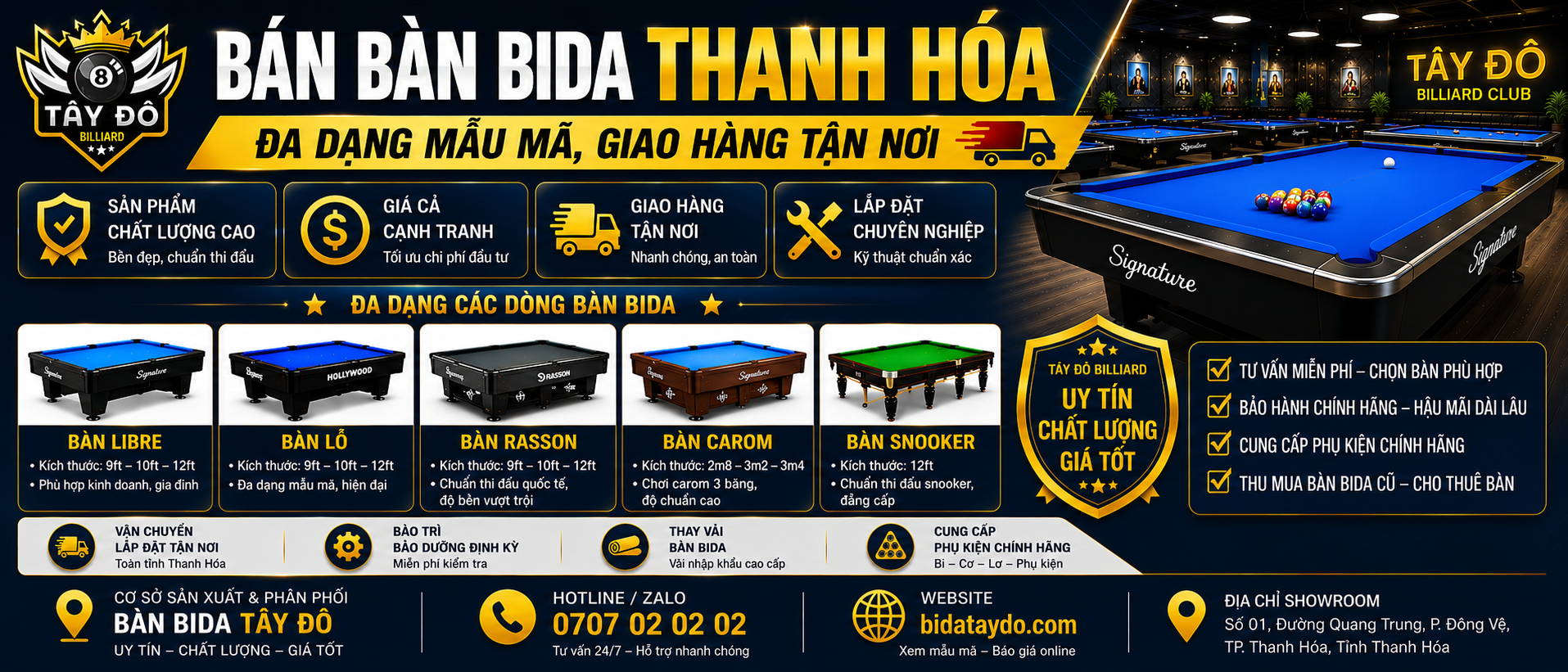 Bán bàn bida Thanh Hóa