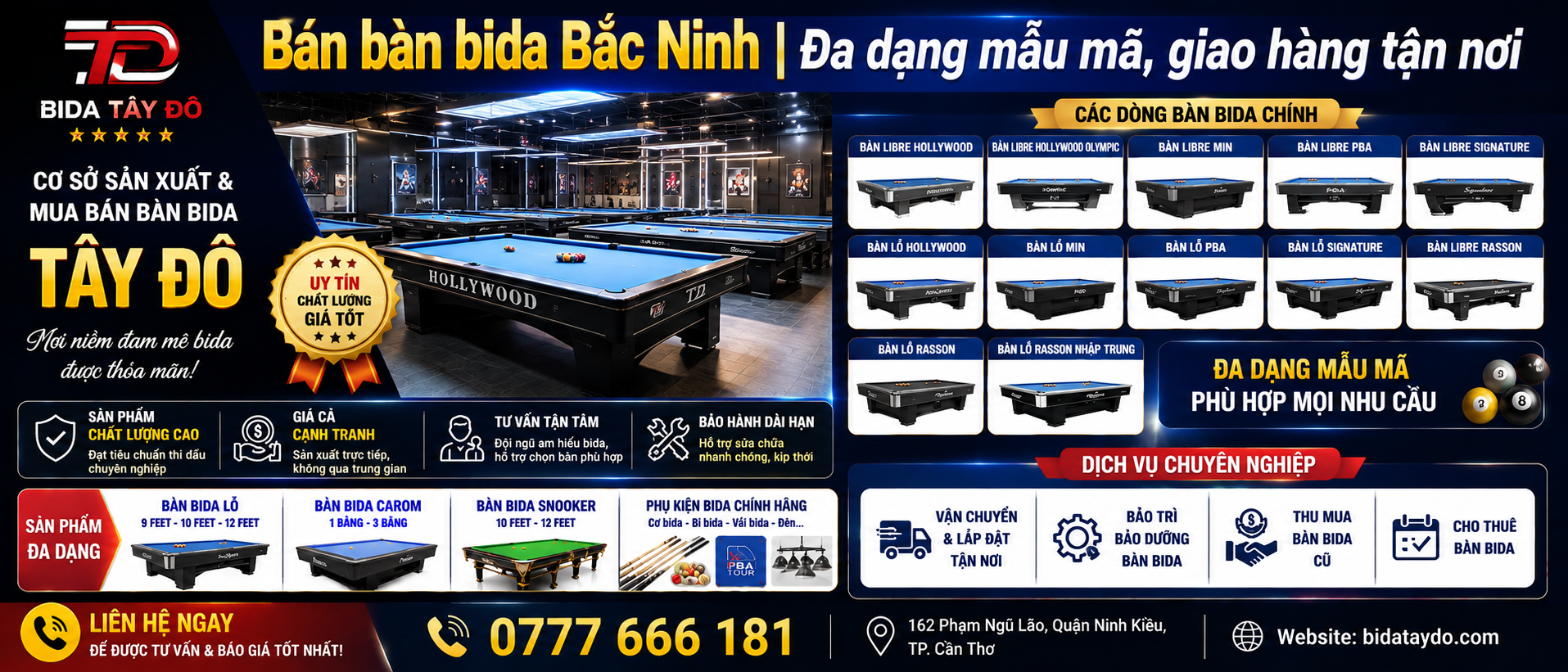 Bán bàn bida Bắc Ninh