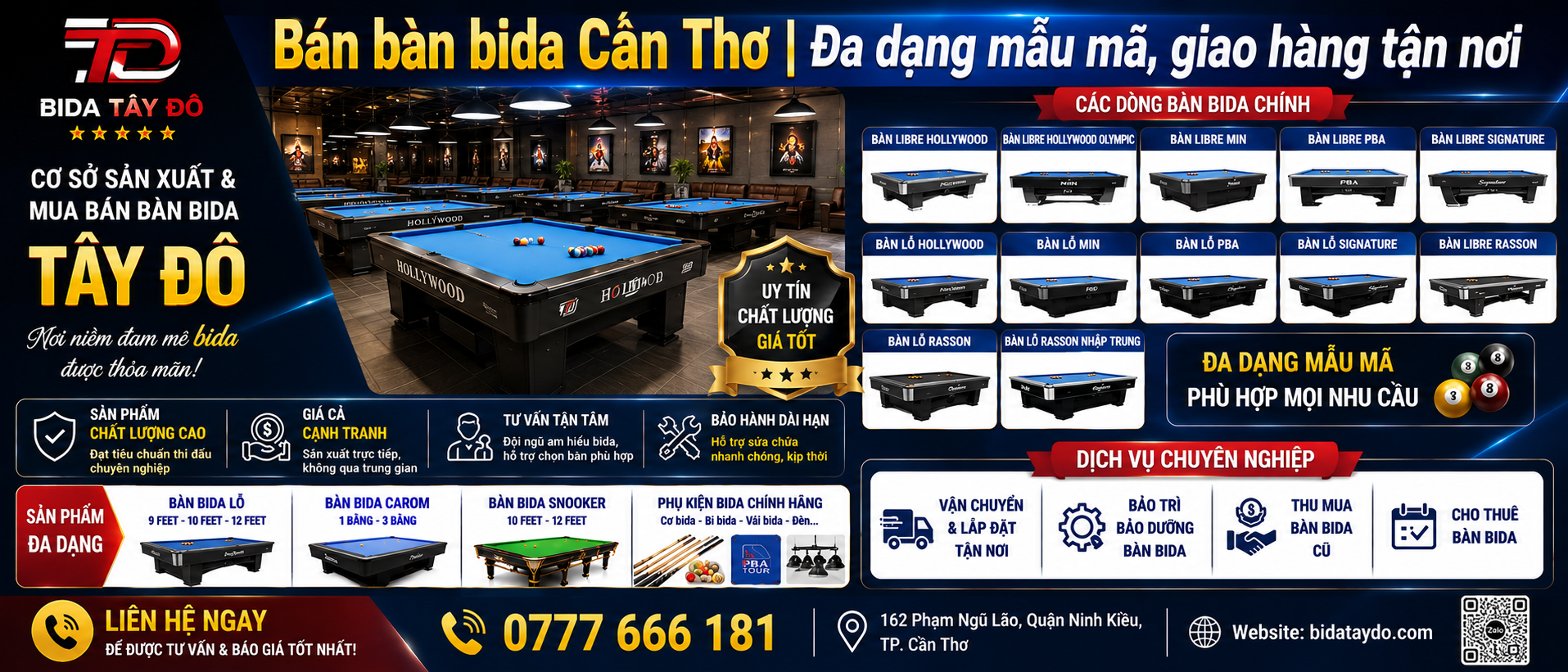 Bán bàn bida Cần Thơ