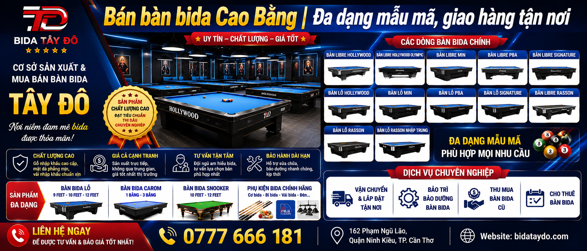 Bán bàn bida Cao Bằng