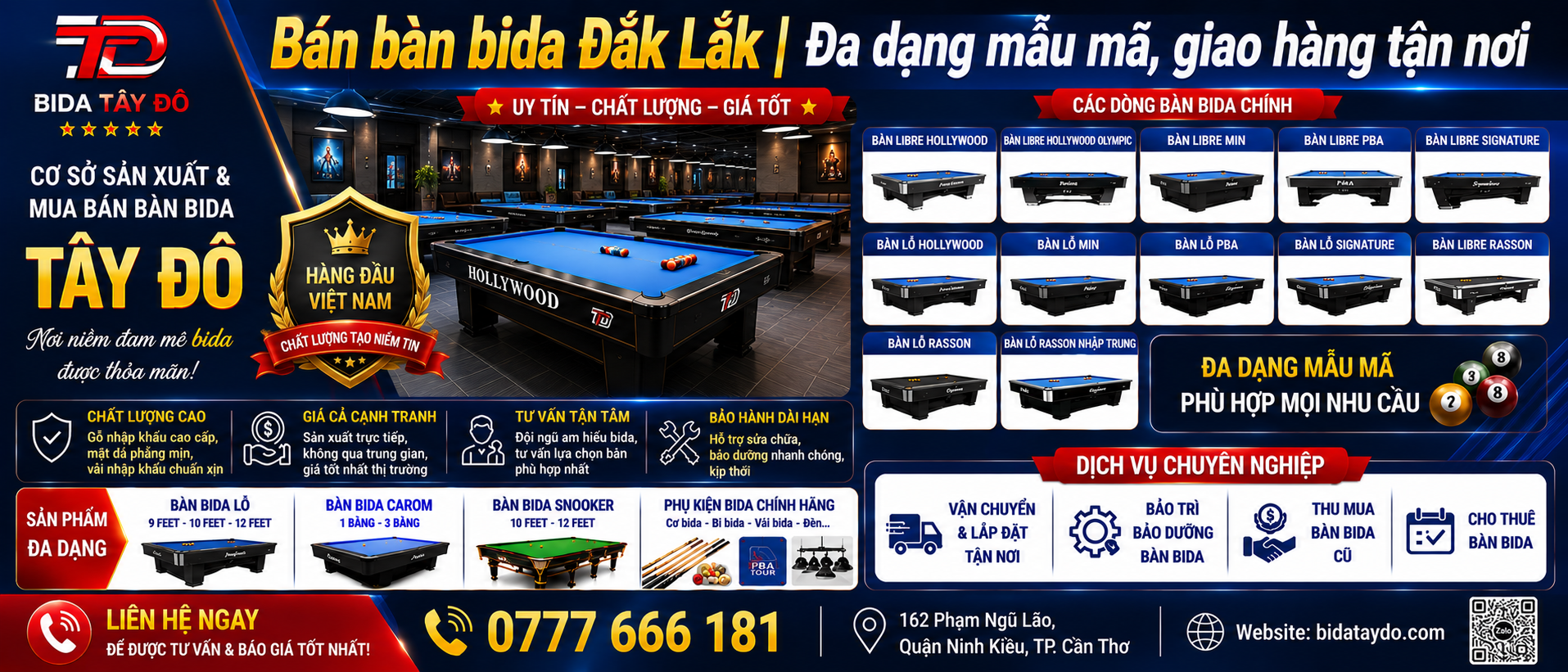 Bán bàn bida Đắk Lắk