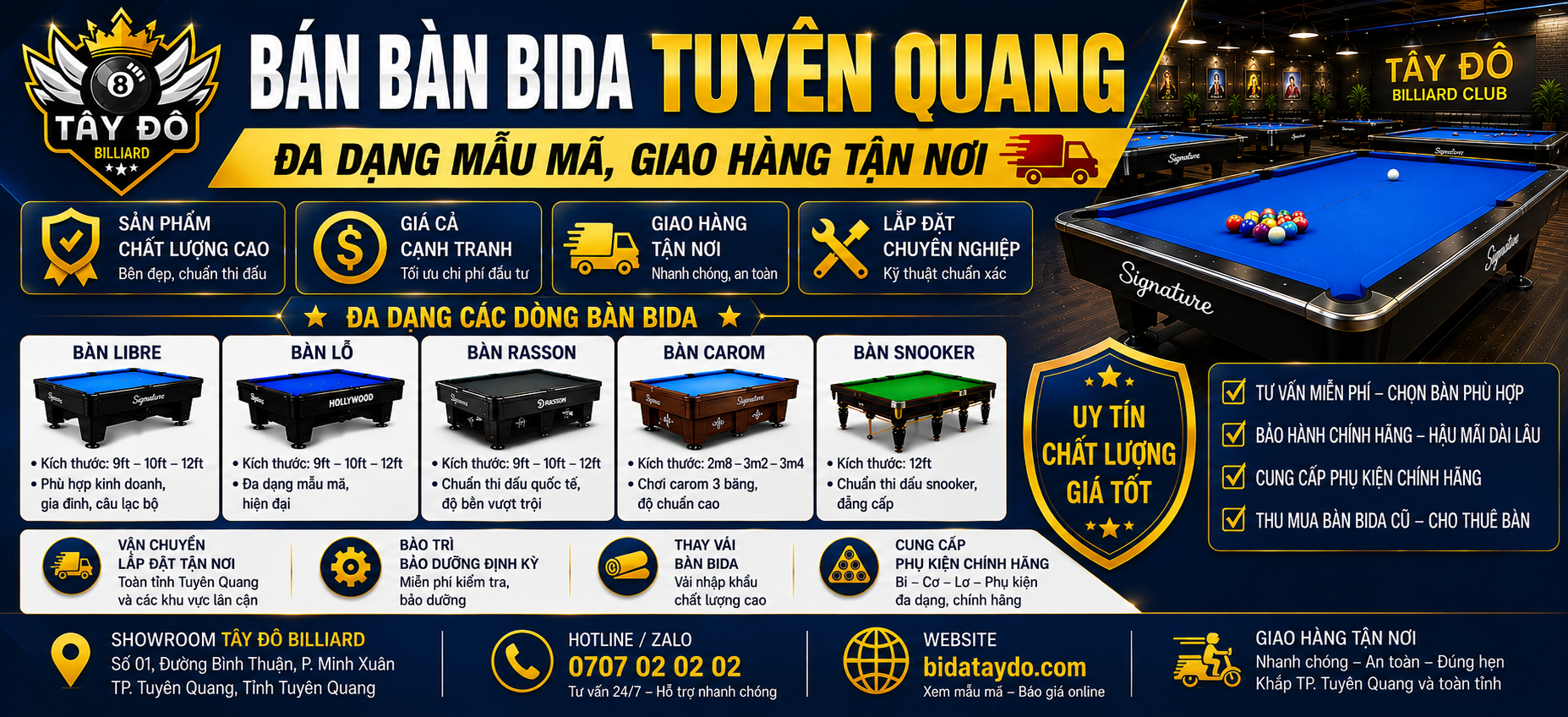 Bán bàn bida Tuyên Quang