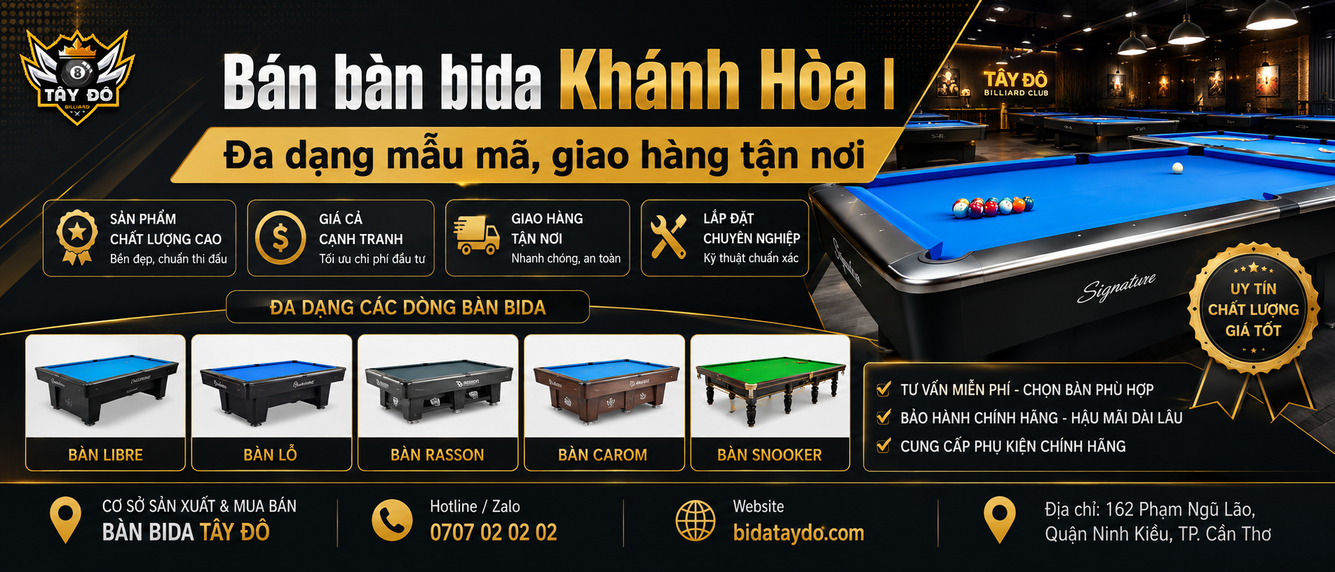 Bán bàn bida Khánh Hòa