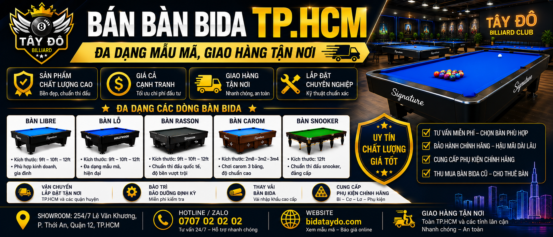 Bán bàn bida TP.HCM