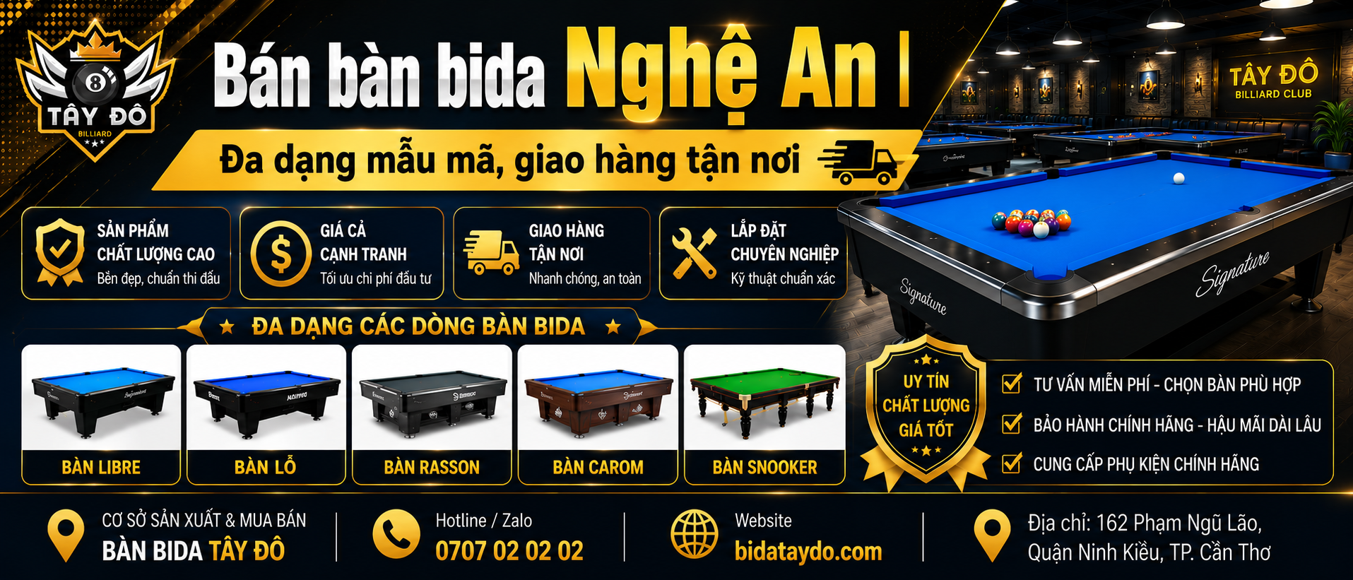Bán bàn bida Nghệ An