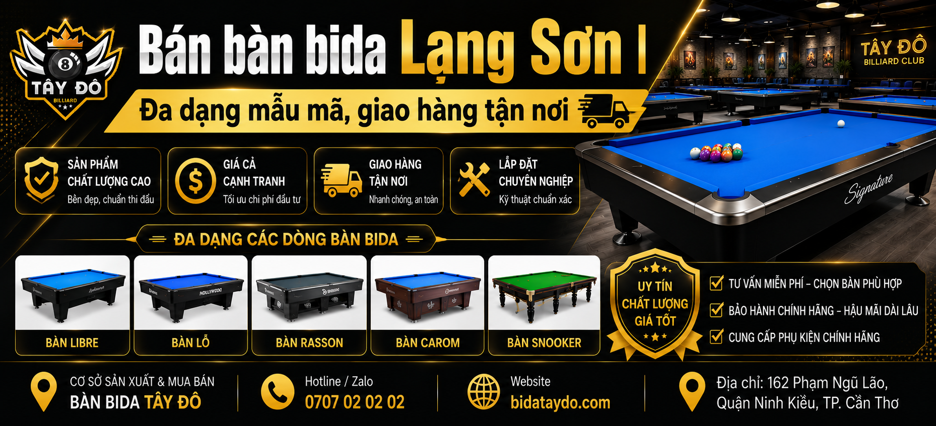 Bán bàn bida Lạng Sơn