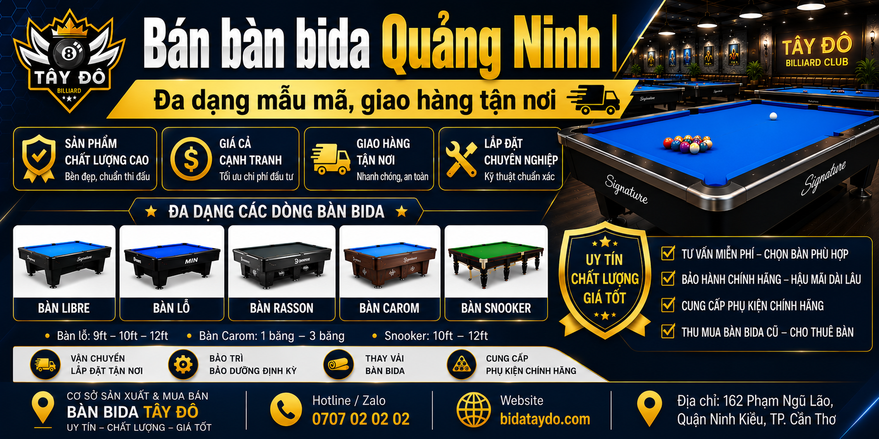 Bán bàn bida Quảng Ninh 